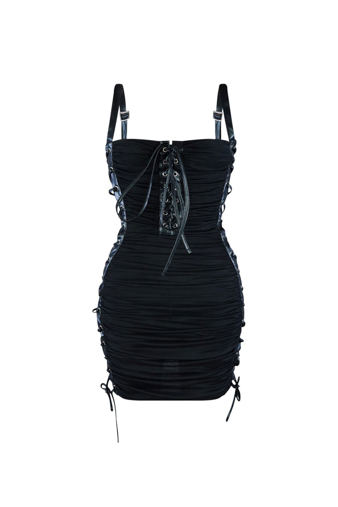 Own The Night Lace Up Midi Dress Dress EDGE Small Black 