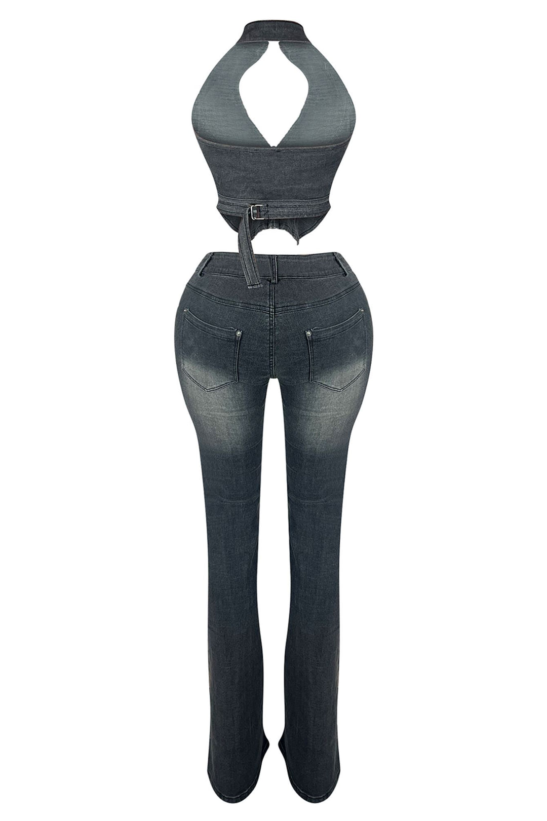 Free Fallin Vintage Denim Halter Top &amp; Pants SET
