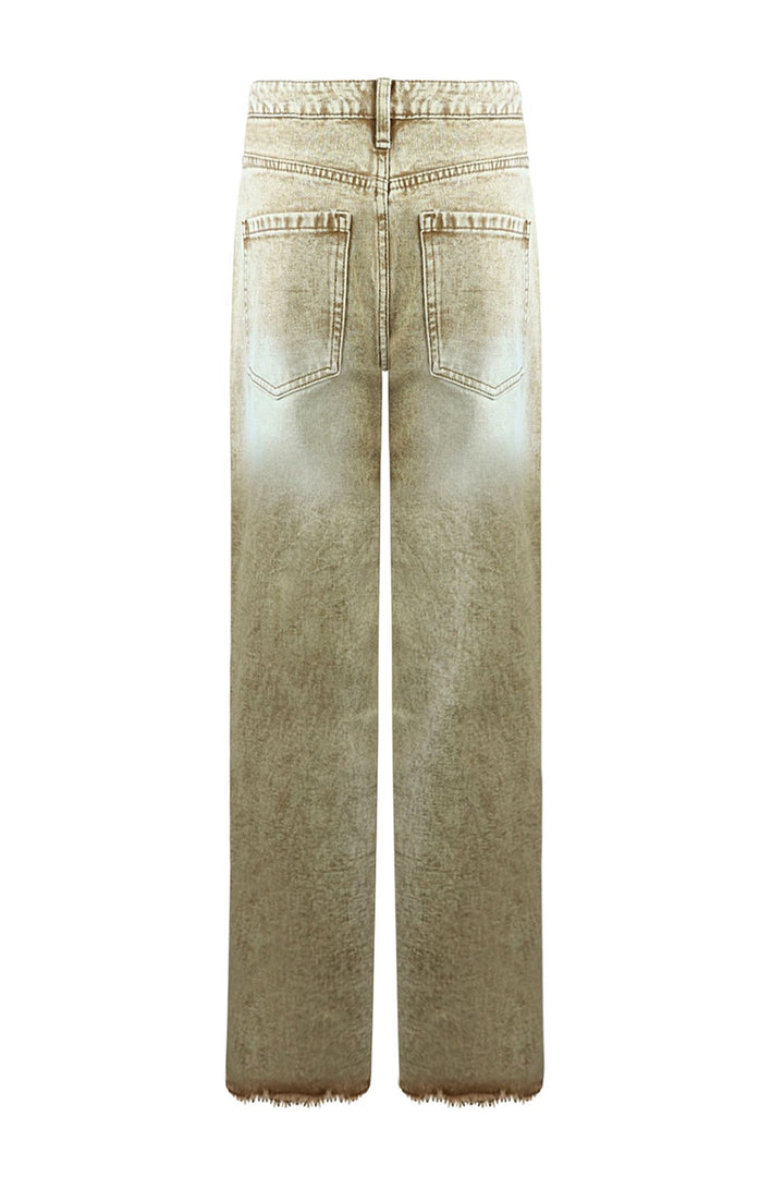 Rebye Frayed Washed Jeans Bottoms EDGE 