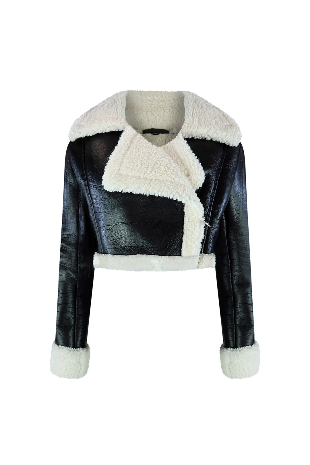 Staten Island Crop Faux Leather Jacket Outerwear EDGE Small Black 