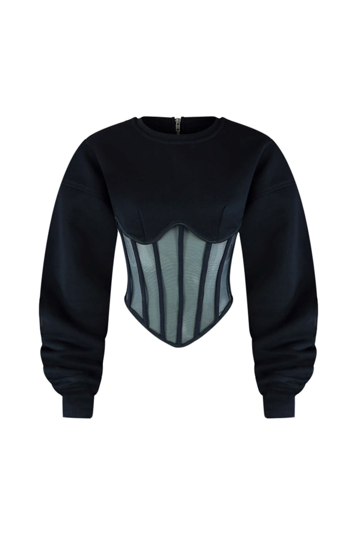 Be Your Self Corset Sweatshirt Top Top EDGE Small Black 