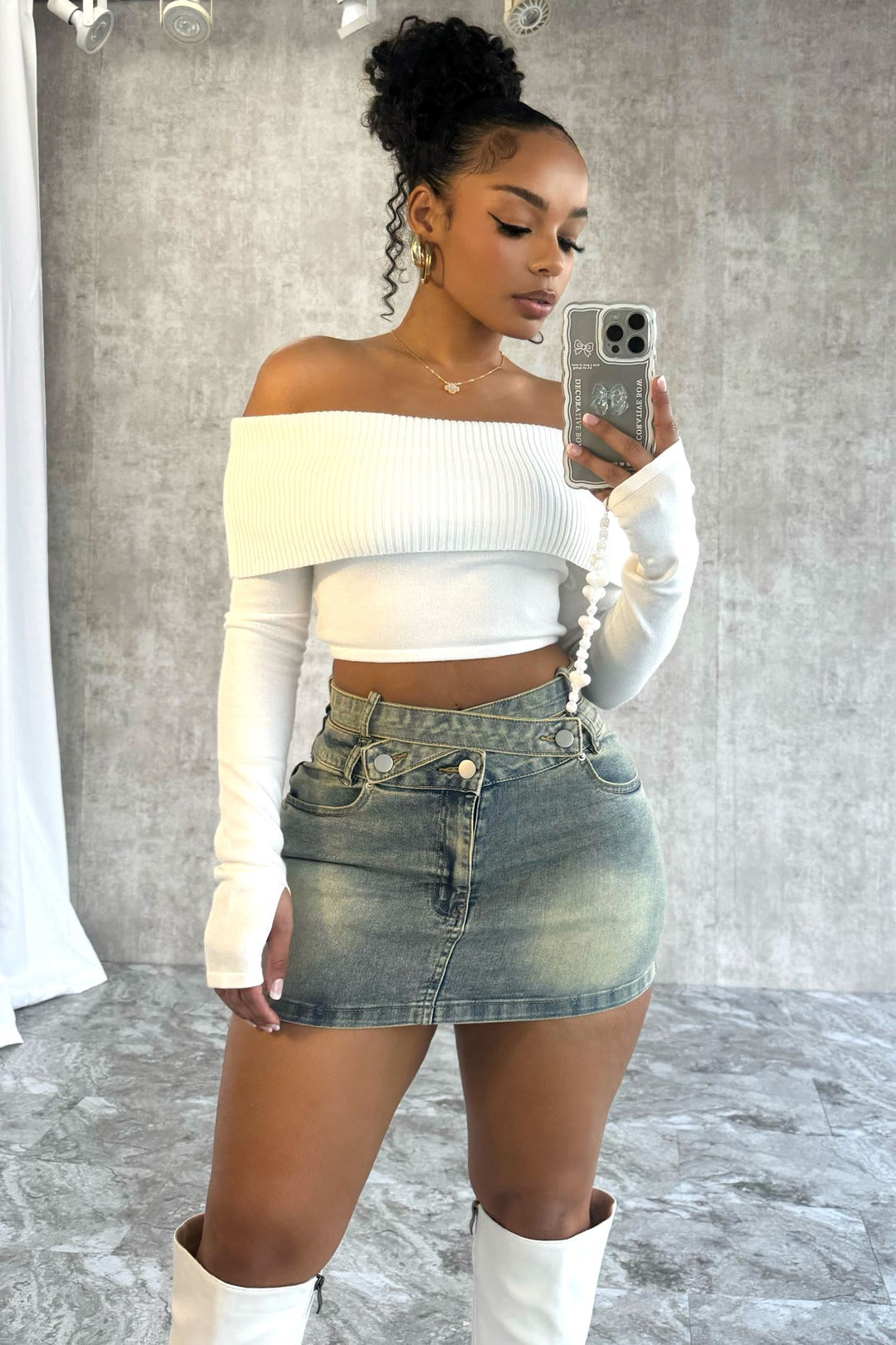 Tic Tac Toe Side Cut Out Mini Skirt