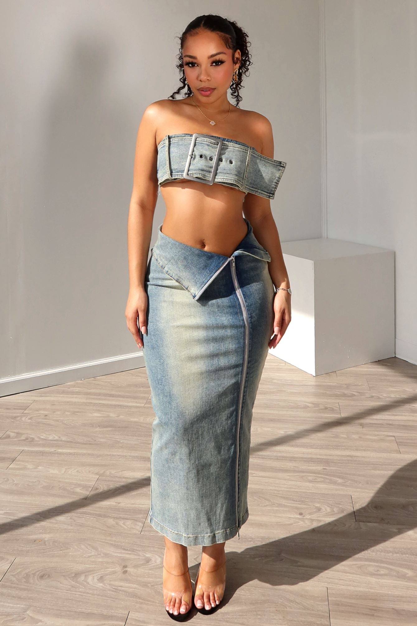 Revenge Denim Tube Top & Skirt SET – EDGE