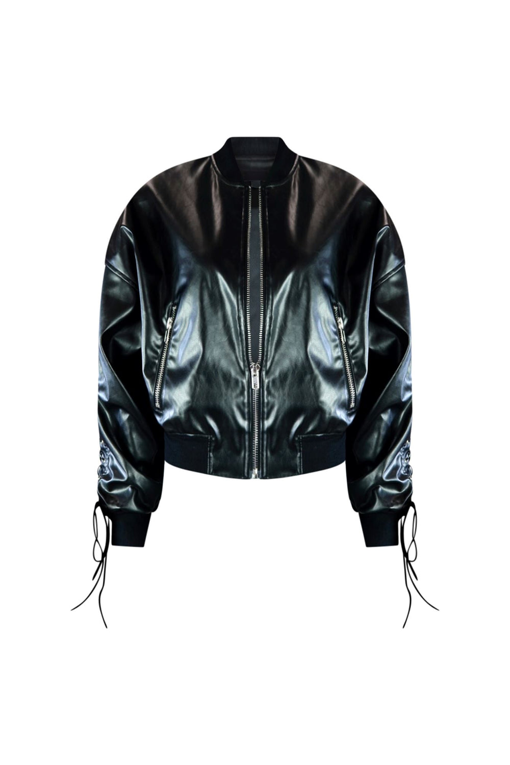 Edge Vegan Leather Bomber Jacket Outerwear EDGE Small Black 