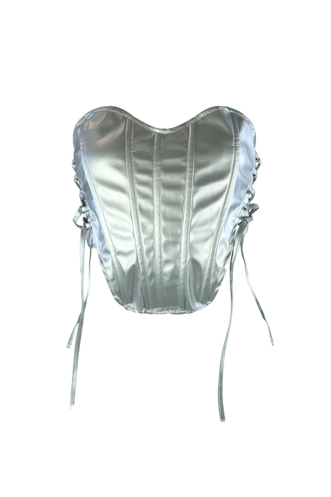 Too Hot Vegan Leather Corset Top Crop Top EDGE Small Silver 