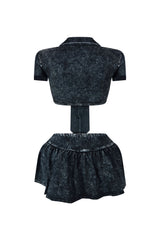 Avril Mineral Washed Tie Top &amp; Skirt SET