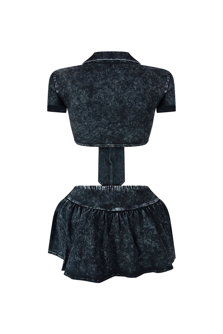 Avril Mineral Washed Tie Top &amp; Skirt SET