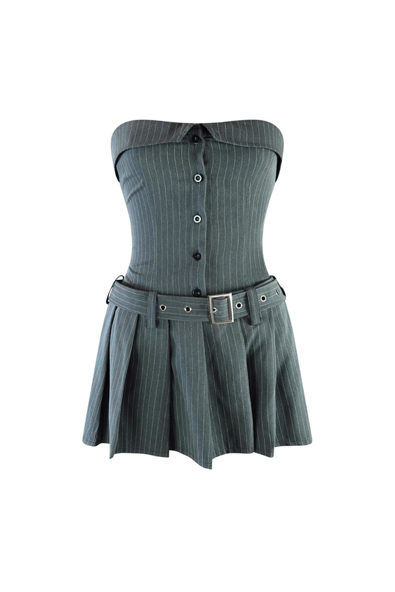 Clueless Pin Striped Pleated Tube Dress – EDGE