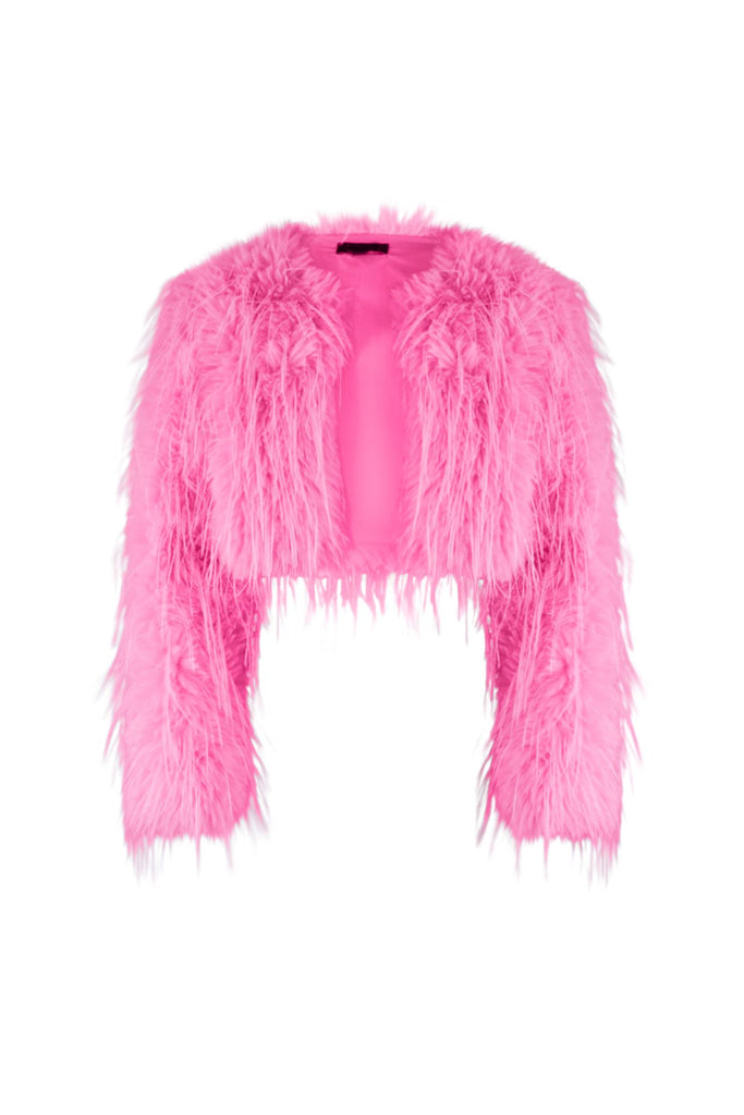 Bubble Bum Faux Fur Jacket Outerwear EDGE Small Pink 
