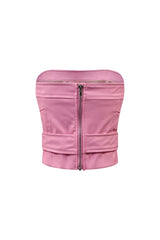 Only My Way Belted Tube PU Top