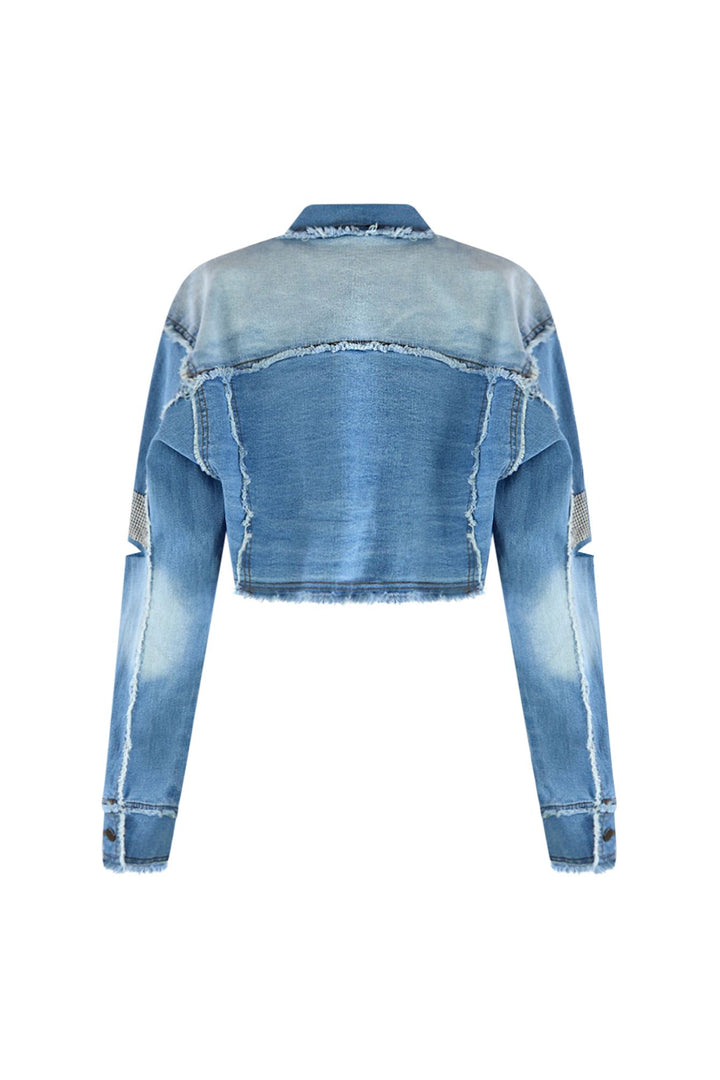 Shine Like A Diamond Denim Crop Jacket Outerwear EDGE 