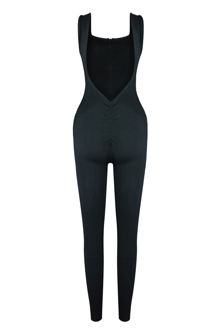Robin Ribbed Knit Zip Up Jumpsuit