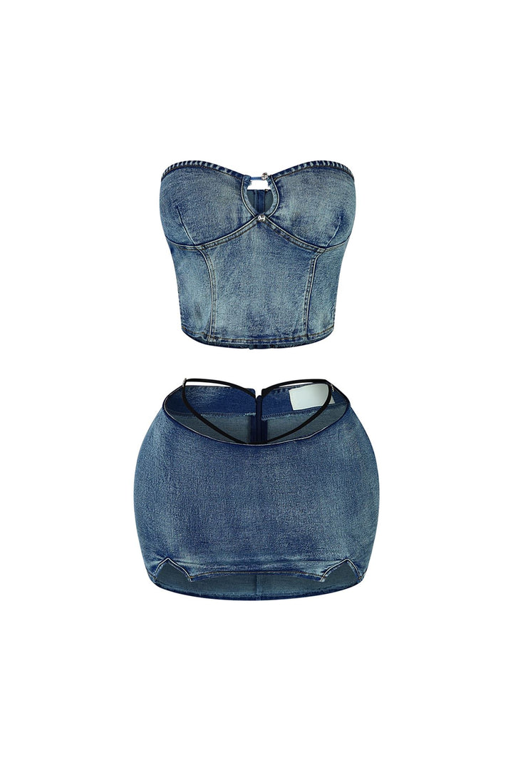 Atmosphere Washed Denim Bustier &amp; Skirt SET