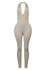 Boheme Ribbed Knit Halter Jumpsuit