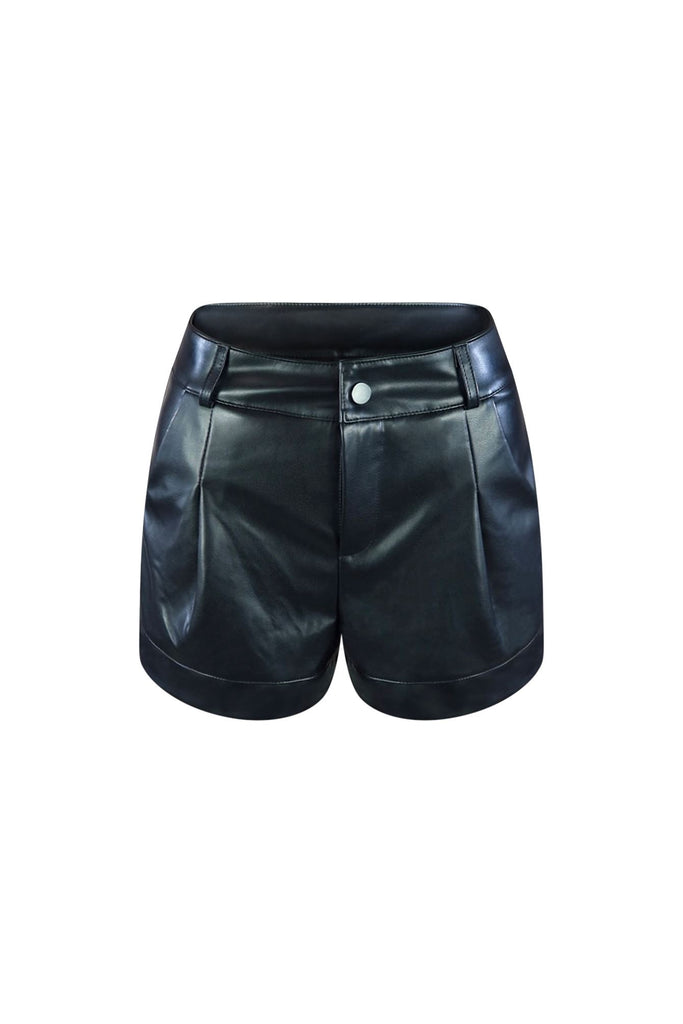 Run Out Vegan Leather Shorts bottom EDGE Small Black 