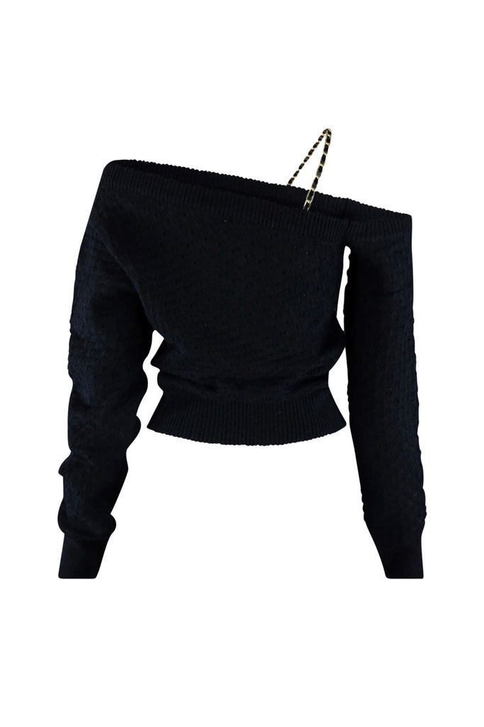 Your Heart Is Calling Chain Off Shoulder Sweater Top EDGE 