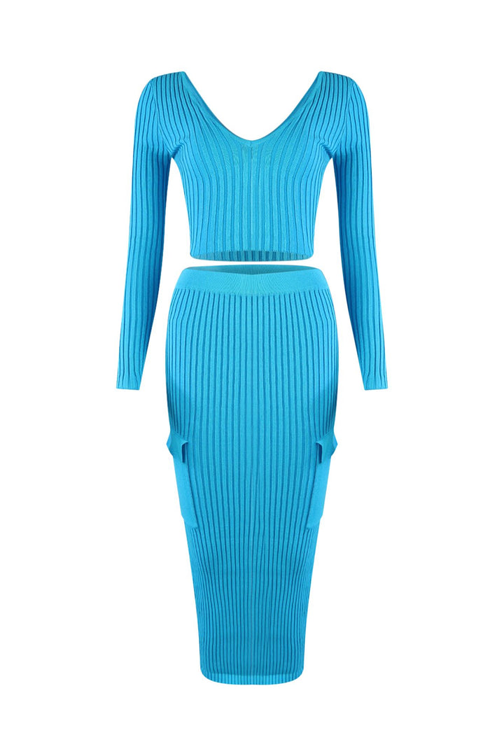 Sweet Sweater Knit Top &amp; Midi Skirt SET
