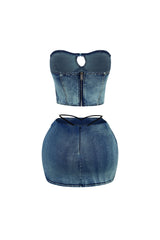 Atmosphere Washed Denim Bustier &amp; Skirt SET