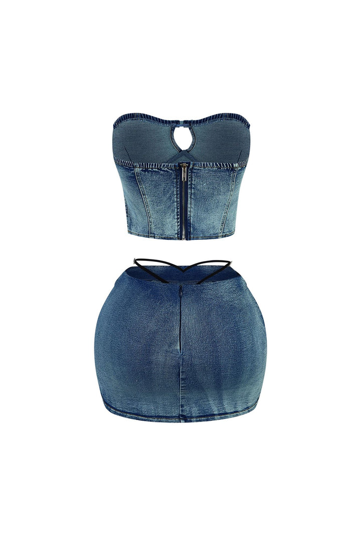 Atmosphere Washed Denim Bustier &amp; Skirt SET