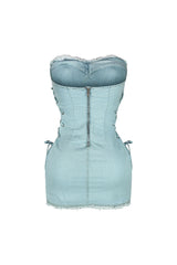 Not Missing You Strapless Denim Dress