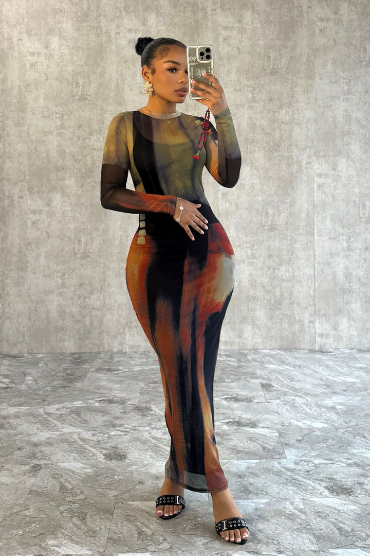 Leah Mesh Print Dress