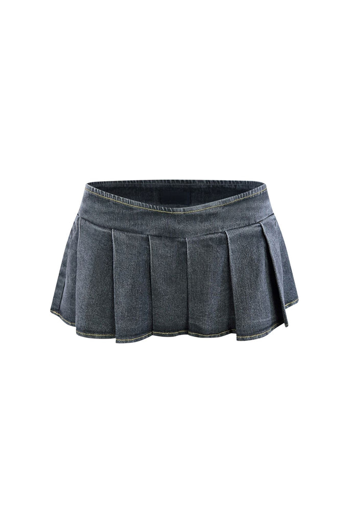 In The Fall Low Rise Denim Mini Skirt SKIRT EDGE Small Black Denim 