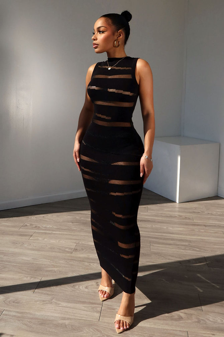 Obsidian Mesh Knit Contrast Dress
