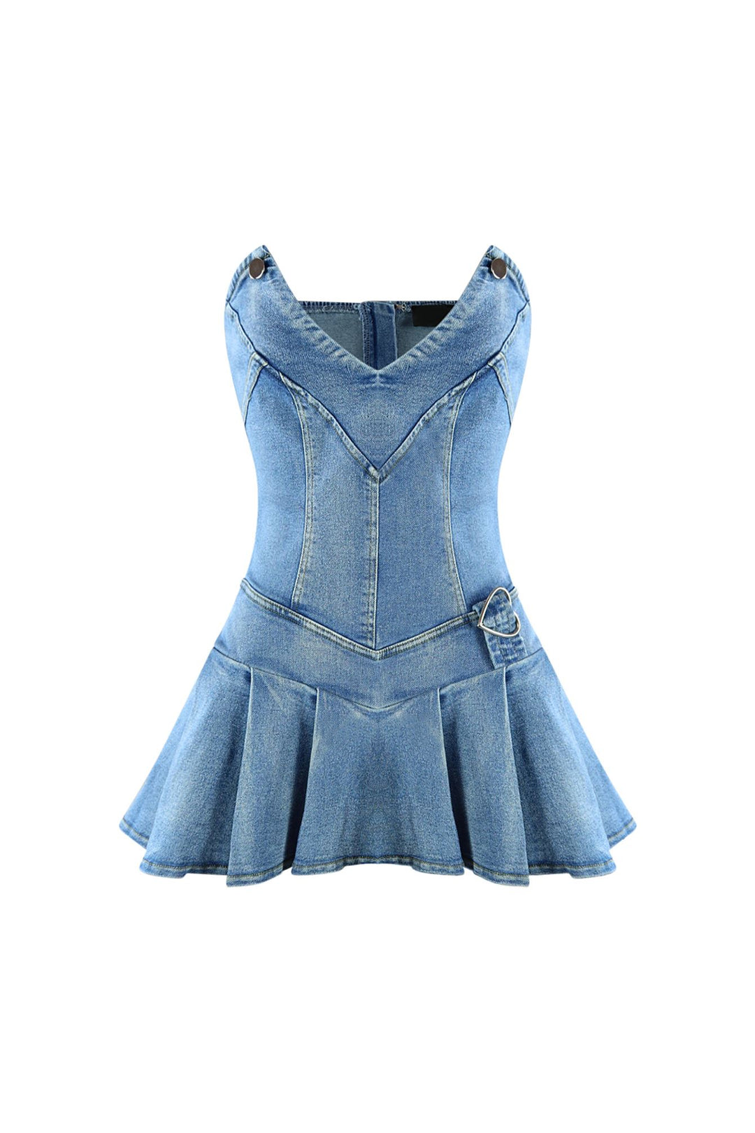 sur sweetheart neck denim mini dress Explore More Collection