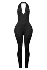 Boheme Ribbed Knit Halter Jumpsuit