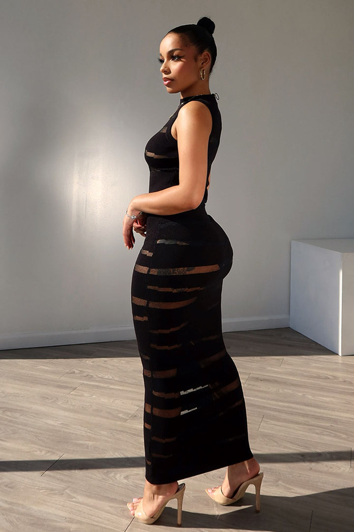 Obsidian Mesh Knit Contrast Dress