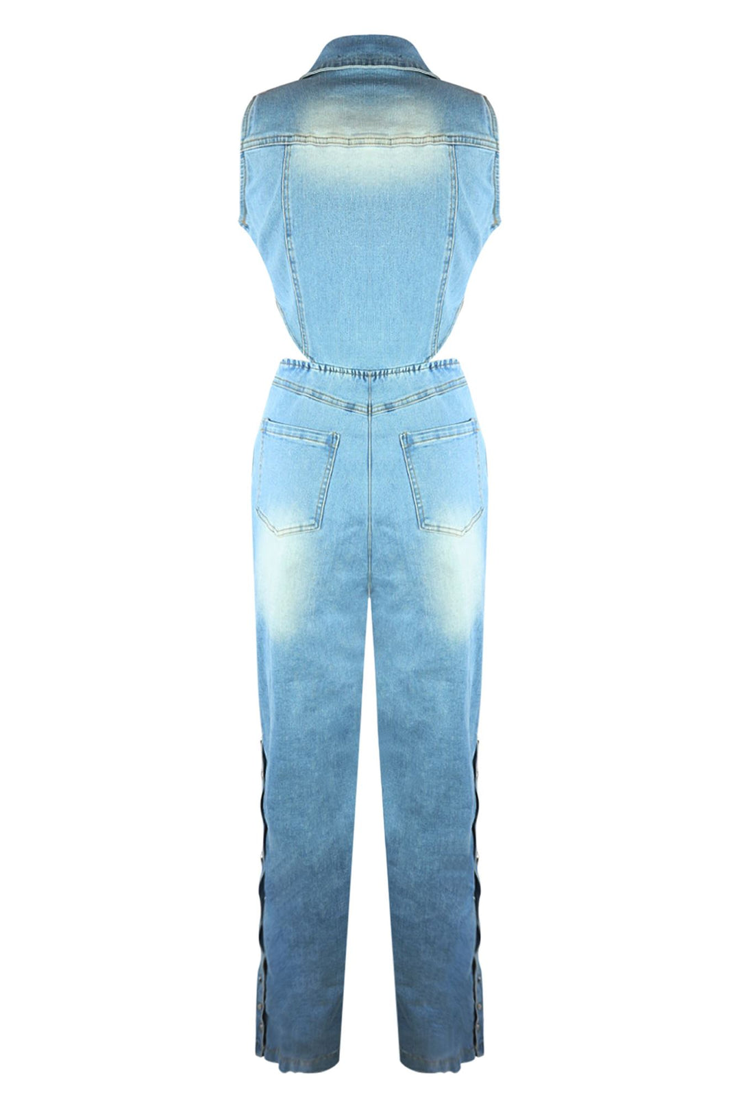 Snap It Out Wide Leg Denim Jumpsuit