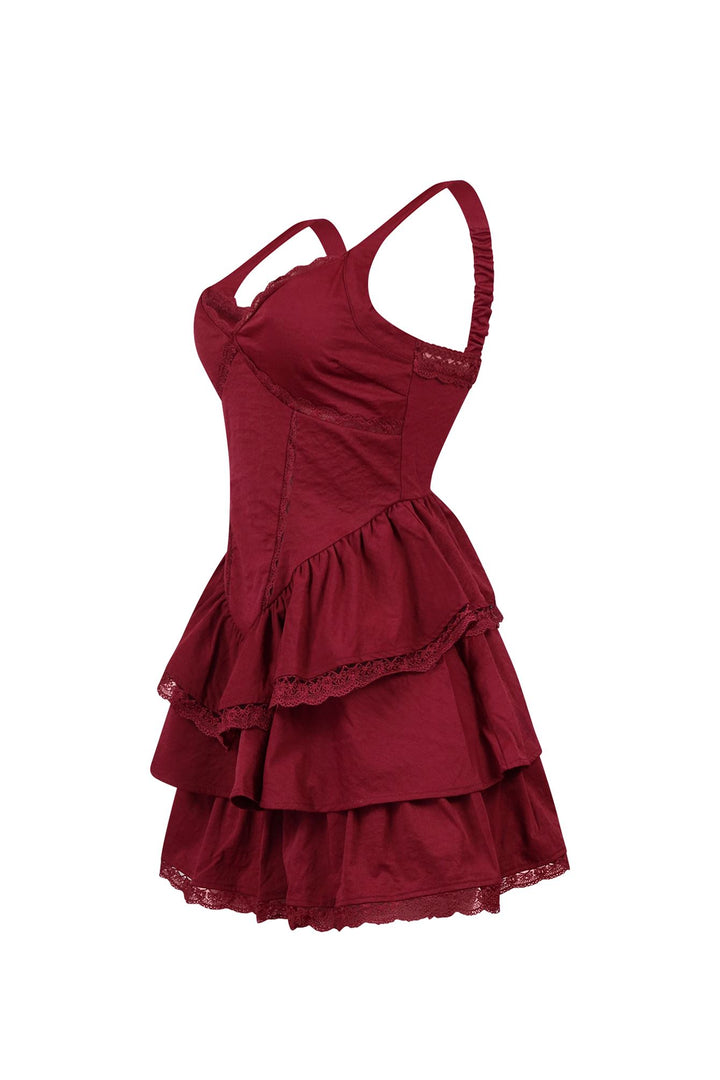 Lucky You Lace Trim Layered Mini Dress