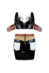 Brown Sugar Latex Top &amp; Skirt SET matching sets EDGE 