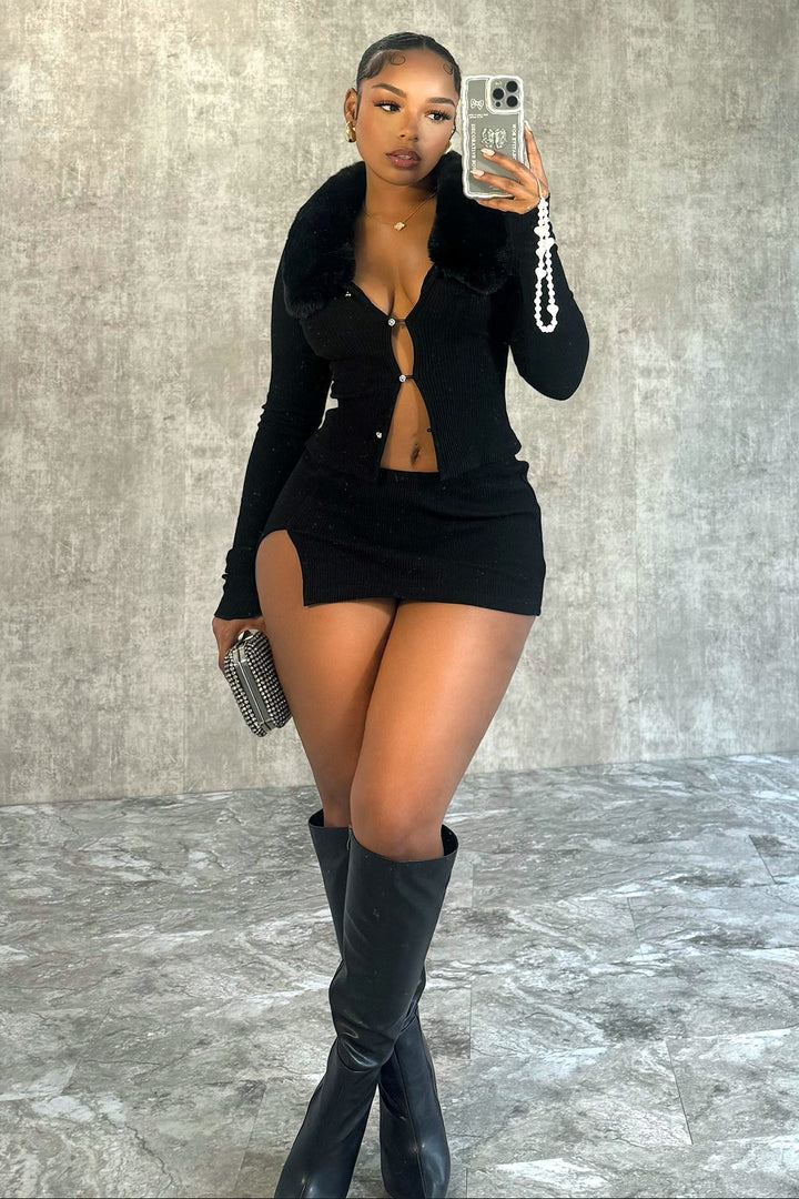 Be Fur Real Trim Top &amp; Skirt SET matching sets EDGE 