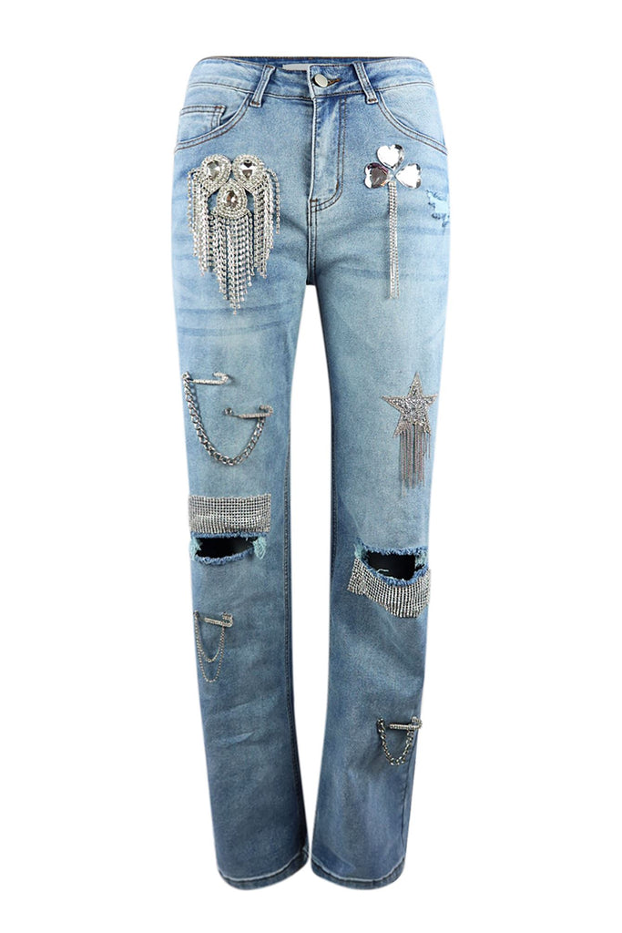 Secret Gem Rhinestone Jeans jeans EDGE Small Medium Denim 