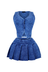 Valerie Mineral Washed Vest &amp; Skort SET