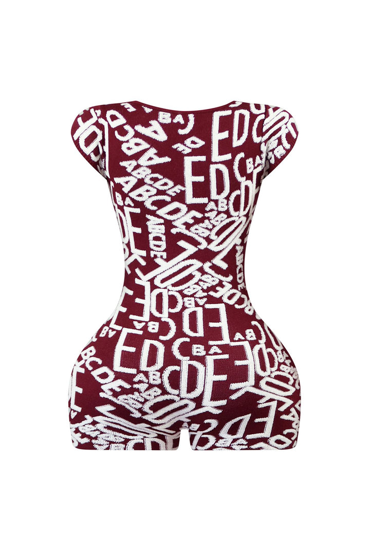 Alpha Print Knit Romper