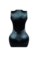Adaline Mesh Contrast Vevet Jewel Dress