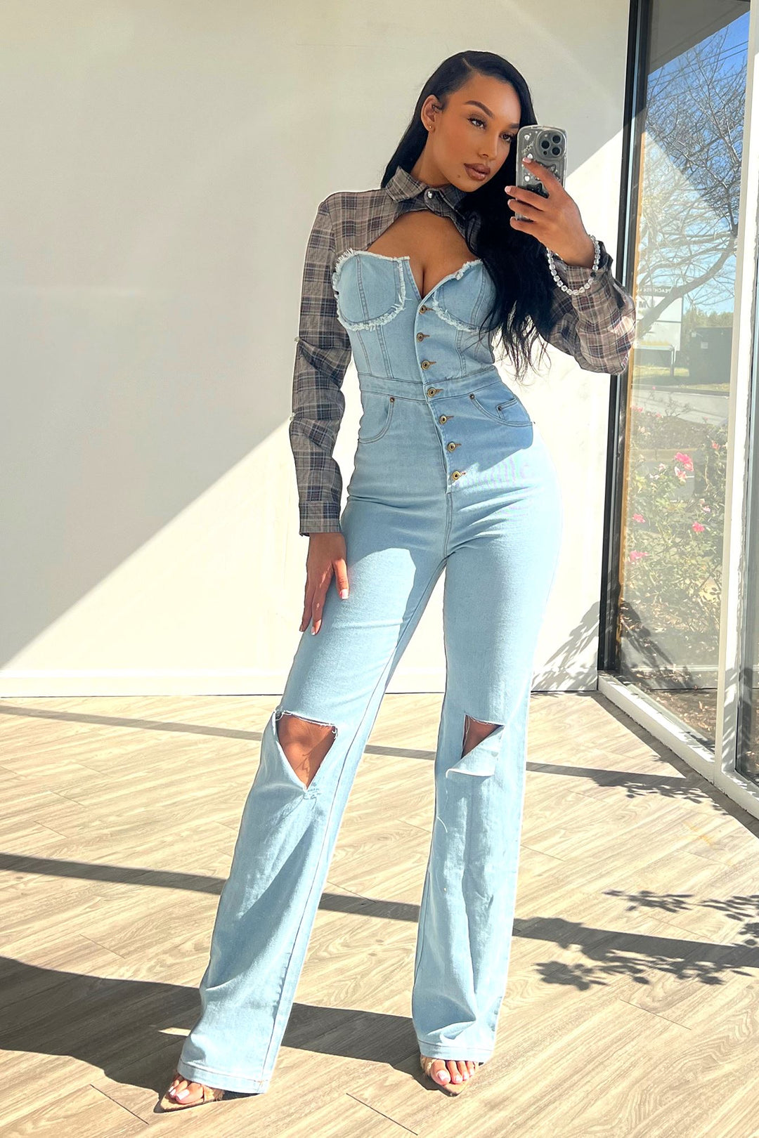 dress up denim jumpsuit The Pike Denim Jumpsuit in Dark Wash