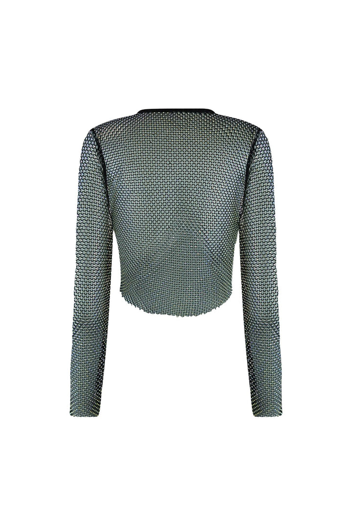 Excuse Me Rhinestone Fishnet Top