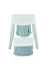 Keep You Close Mesh Denim Top &amp; Skirt SET