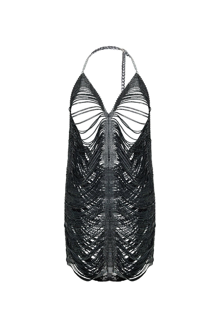 Saving Up Rhinestone Halter Cover Up Dress