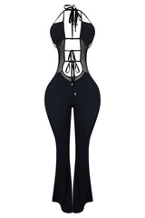 Take Me There Mesh Flare Jumpsuit
