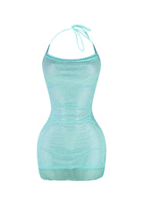 All Nighter Rhinestone Fishnet Halter Dress