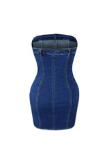 Kristine Rhinestone Bow Denim Dress