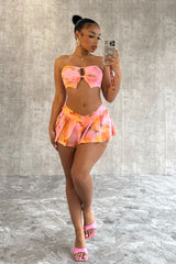 Sun Kissed Print Mesh Top &amp; Skirt SET