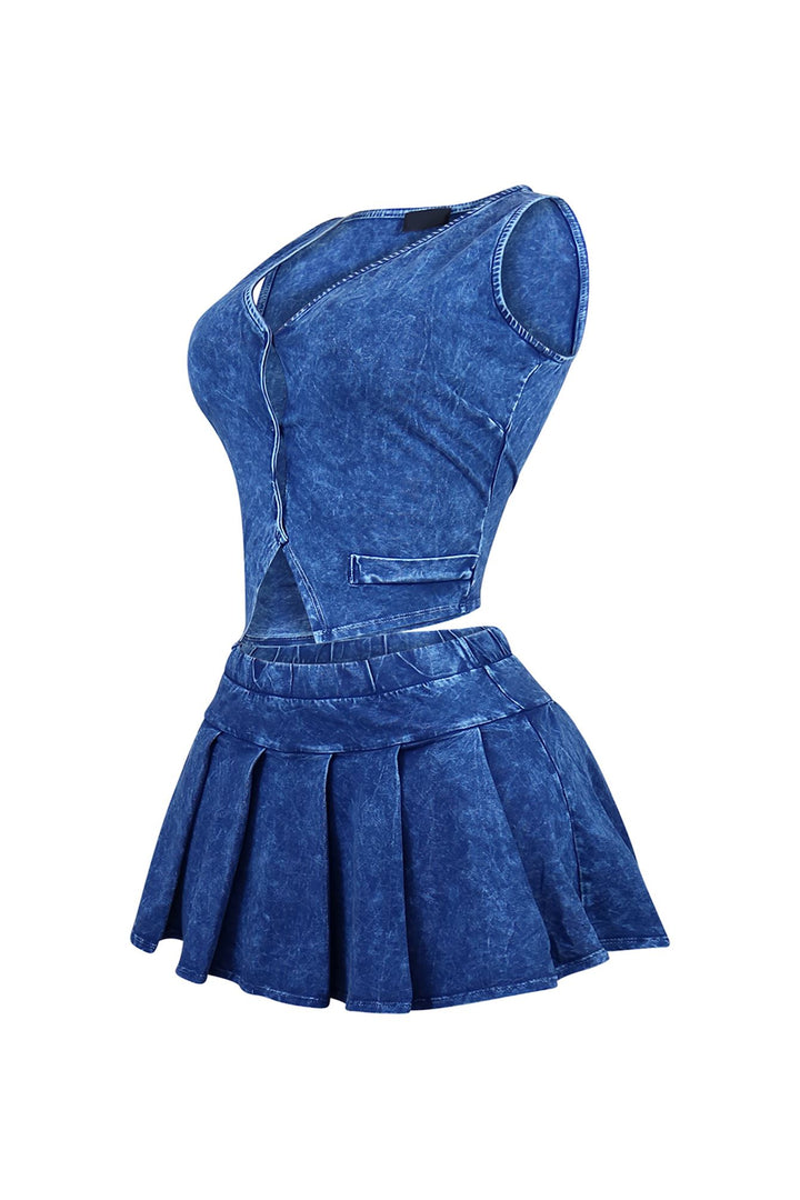 Valerie Mineral Washed Vest &amp; Skort SET