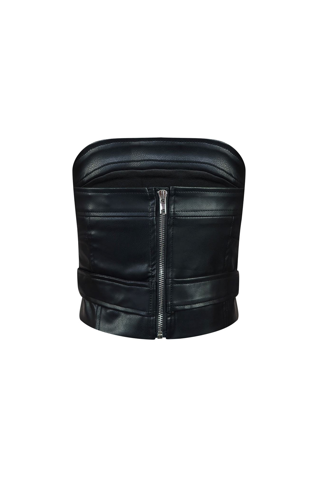 Only My Way Belted Tube PU Top