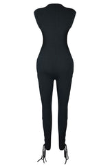 Open Up Side Lace Up Knit Jumpsuit