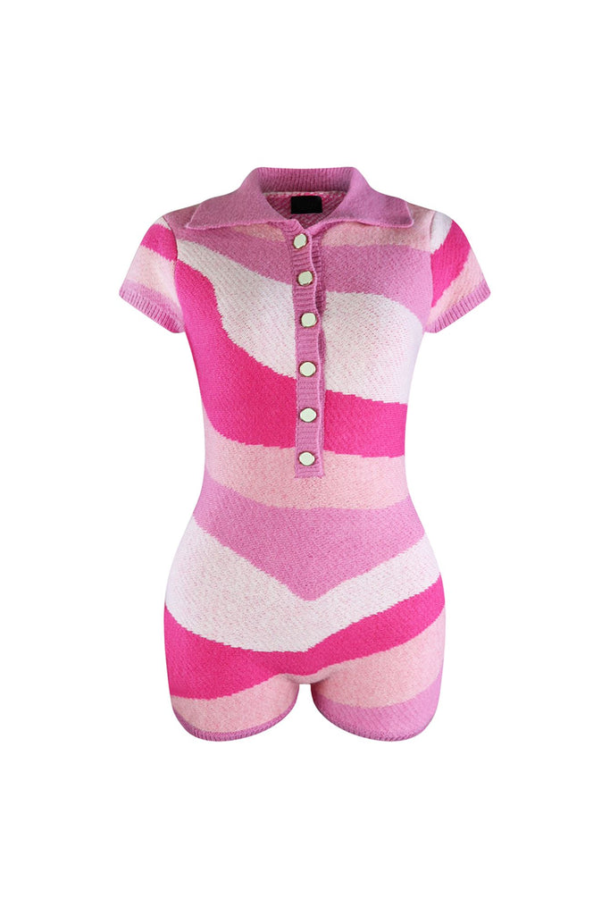 Nile Sweater Print Romper Rompers + Jumpsuits EDGE Small Pink Combo 